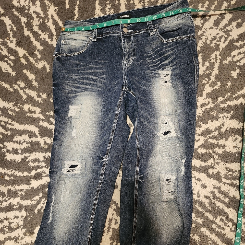 Distressed Blue Jeans